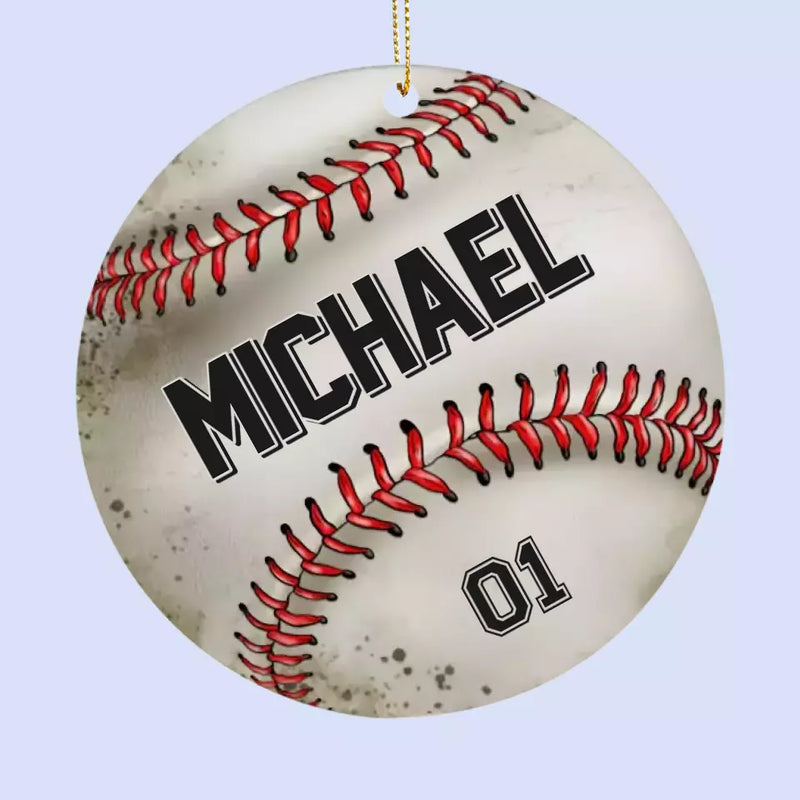 Custom Name Number Baseball Christmas Gifts for Players - Personalized Leather Ornament