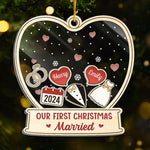Custom Name First Christmas Gifts for Newlyweds - Personalized Shaker Ornament