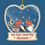 Custom Name First Christmas Gifts for Newlyweds - Personalized Shaker Ornament