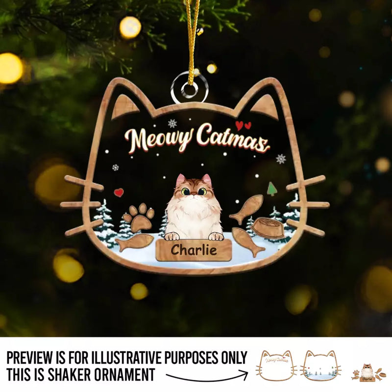 Custom Name Cat Christmas Gifts - Personalized Shaker Ornament