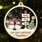Custom Name First Christmas Couple Gifts - Personalized Shaker Ornament