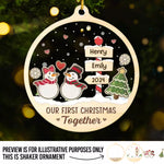 Custom Name First Christmas Couple Gifts - Personalized Shaker Ornament