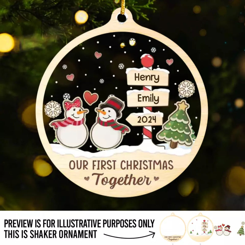 Custom Name First Christmas Couple Gifts - Personalized Shaker Ornament