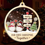 Custom Name First Christmas Couple Gifts - Personalized Shaker Ornament