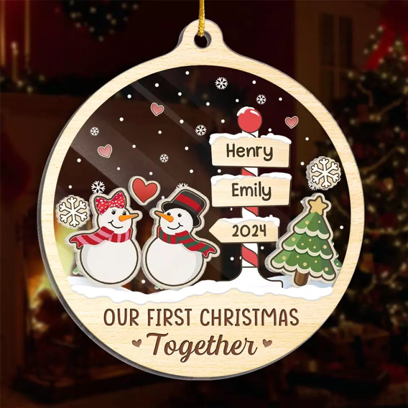 Custom Name First Christmas Couple Gifts - Personalized Shaker Ornament