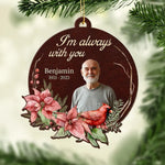 Custom Photo Memorial Christmas Keepsake - Personalized Leather Ornament