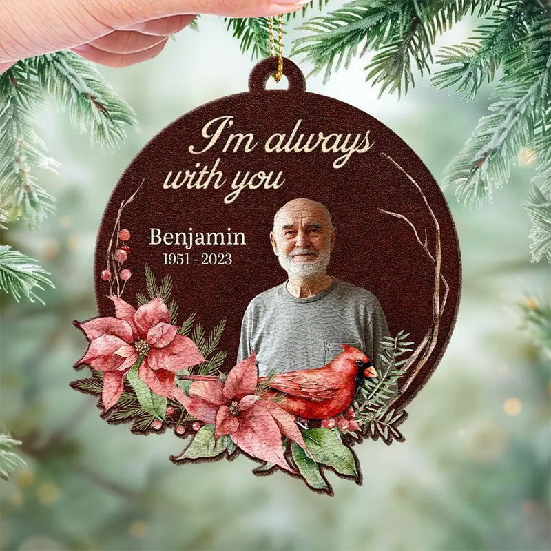 Custom Photo Memorial Christmas Keepsake - Personalized Leather Ornament