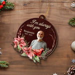 Custom Photo Memorial Christmas Keepsake - Personalized Leather Ornament