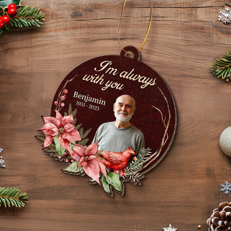 Custom Photo Memorial Christmas Keepsake - Personalized Leather Ornament