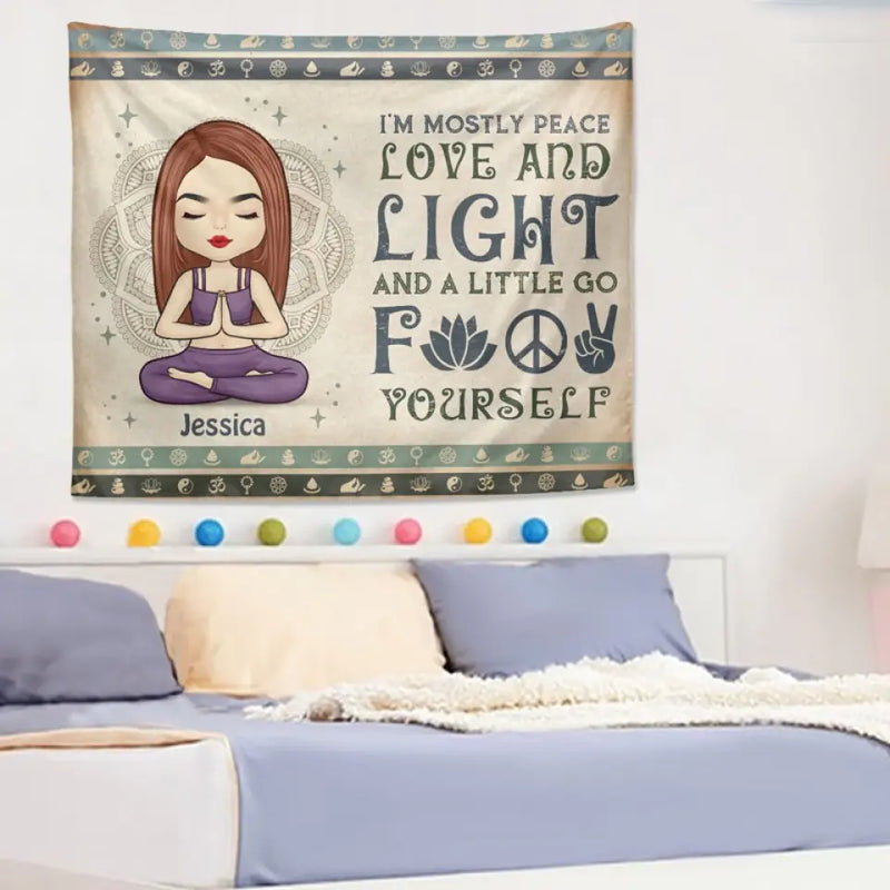Custom Name Yoga Meditation Decor - Personalized Tapestry