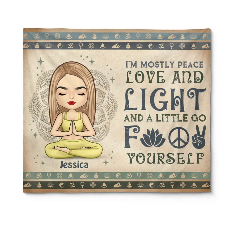 Custom Name Yoga Meditation Decor - Personalized Tapestry