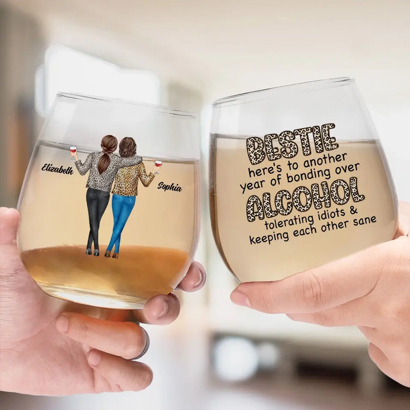 Custom Name Funny Bestie Gifts for Women - Personalized Wine Glass