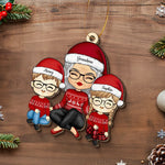 Custom Name Christmas Gifts for Grandma - Personalized Leather Ornament