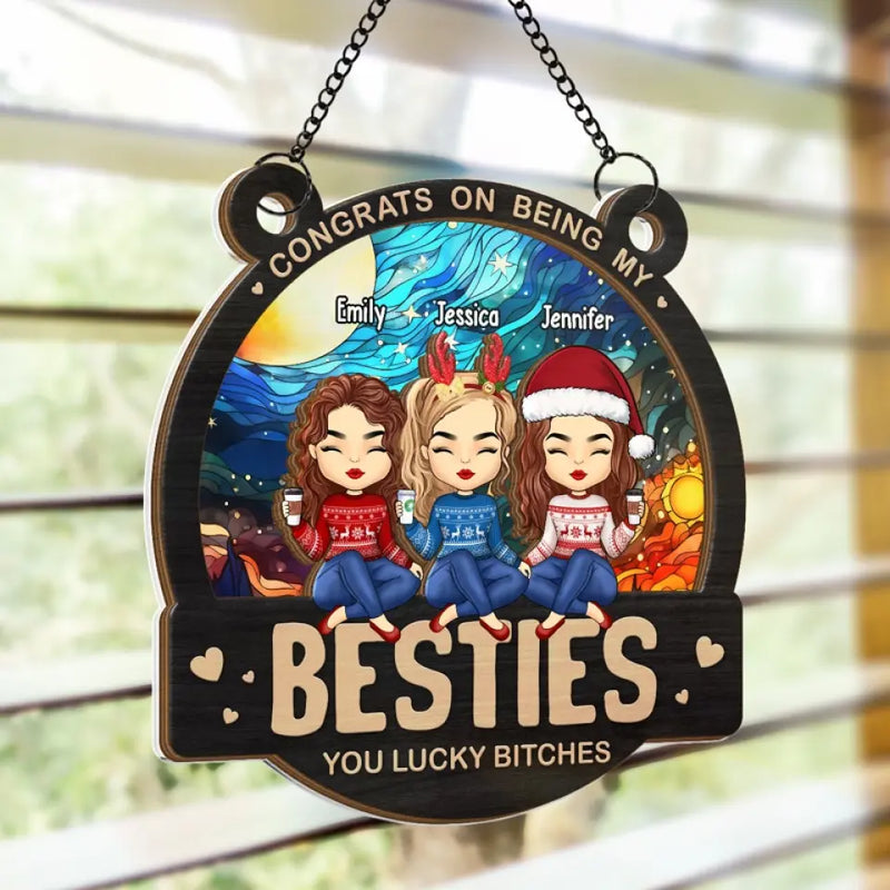 Custom Name Funny Bestie Gifts for Women - Personalized Suncatcher Ornament