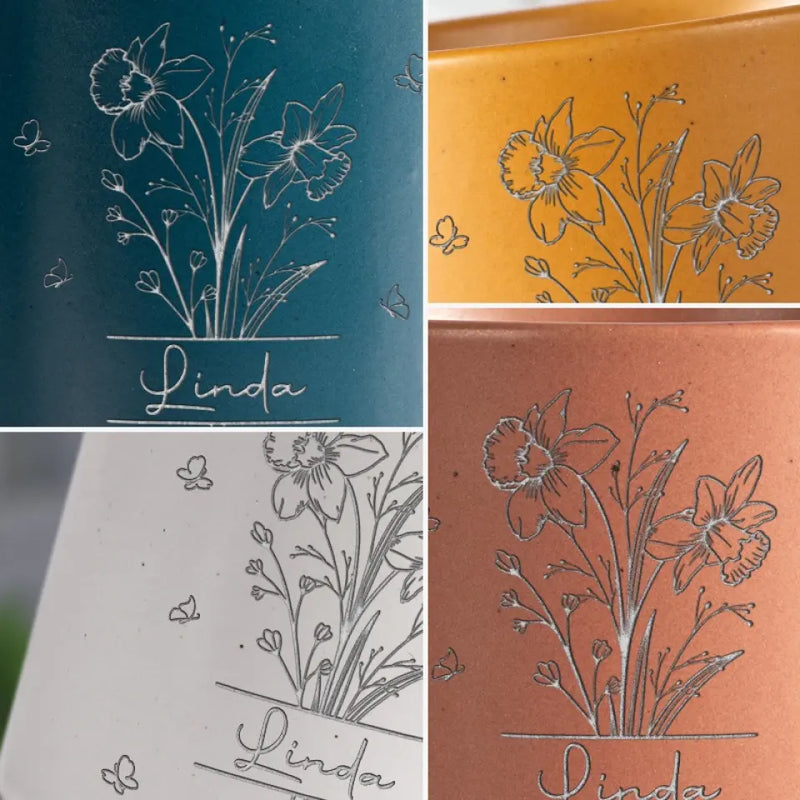 Custom Name Floral Bouquet Gifts - Personalized Pottery Mug
