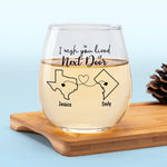 Custom Name Long Distance Friendship Gifts - Personalized Wine Glass