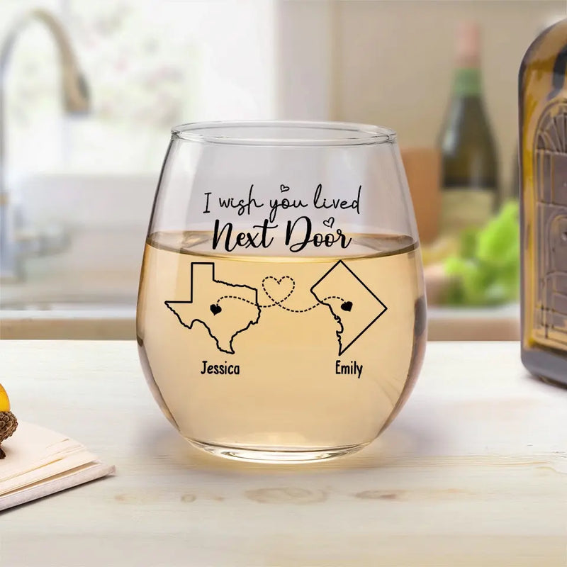 Custom Name Long Distance Friendship Gifts - Personalized Wine Glass