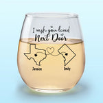 Custom Name Long Distance Friendship Gifts - Personalized Wine Glass