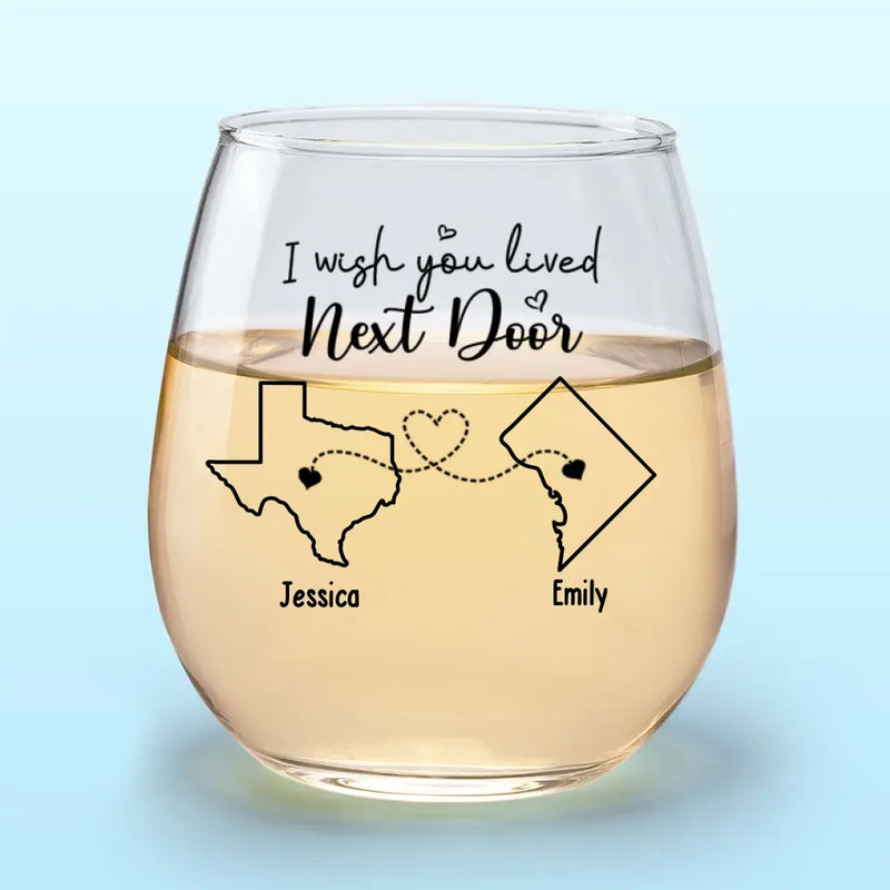 Custom Name Long Distance Friendship Gifts - Personalized Wine Glass