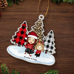 Custom Name Christmas Gifts for Grandma and Granddaughter - Personalized Leather Ornament