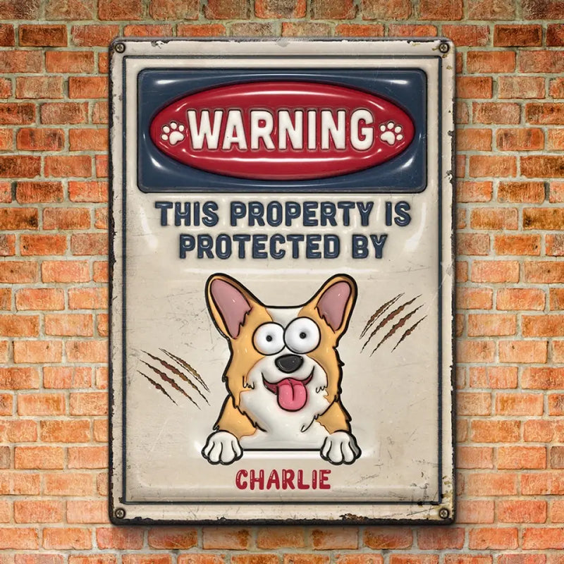 Custom Name Funny Dog Warning Gifts for Dog Lovers - Personalized Metal Sign