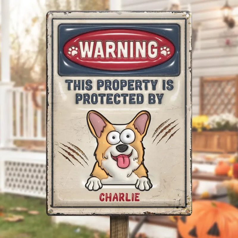 Custom Name Funny Dog Warning Gifts for Dog Lovers - Personalized Metal Sign