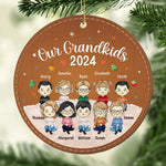 Custom Name Grandkids Christmas Gifts - Personalized Leather Ornament