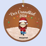 Custom Name Grandkids Christmas Gifts - Personalized Leather Ornament