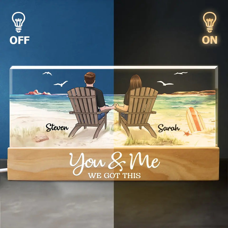 Custom Name Couple Beach Scene Gifts - Personalized Acrylic Letters Night Light