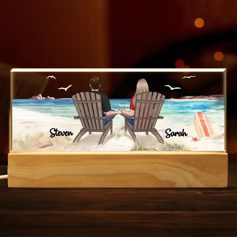 Custom Name Couple Beach Scene Gifts - Personalized Acrylic Letters Night Light