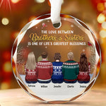 Custom Name Christmas Brothers and Sisters Gifts - Personalized Glass Ornament
