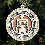 Custom Name Football Gifts for Fans - Personalized Leather Ornament