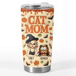 Custom Name Halloween Cat Mom Gifts for Women - Personalized Tumbler