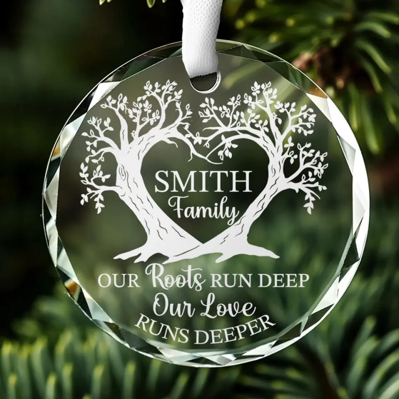 Custom Family Name Tree Gifts - Personalized Glass Ornament