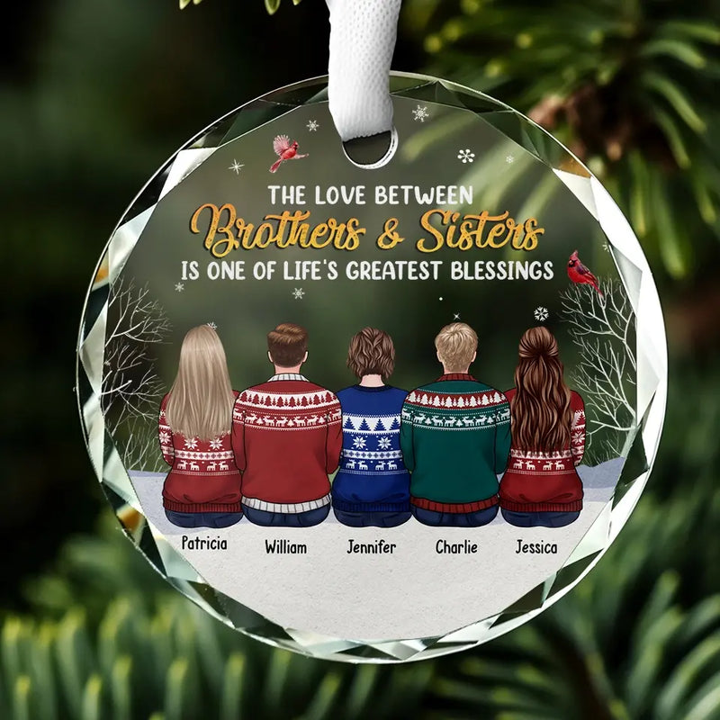 Custom Name Christmas Brothers and Sisters Gifts - Personalized Glass Ornament