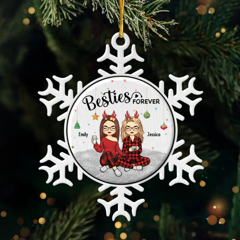 Besties Forever - Bestie Personalized Custom Ornament - Metal Custom Shaped - Christmas Gift For Best Friends, BFF, Sisters