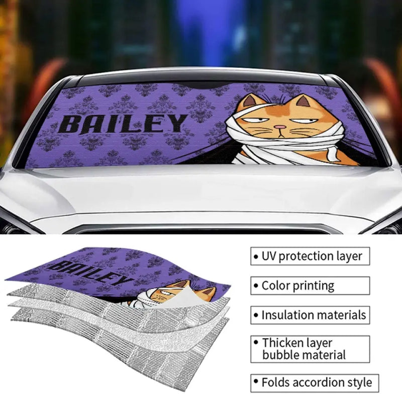 Custom Name Funny Cat Gifts for Cat Lovers - Personalized Auto Sunshade
