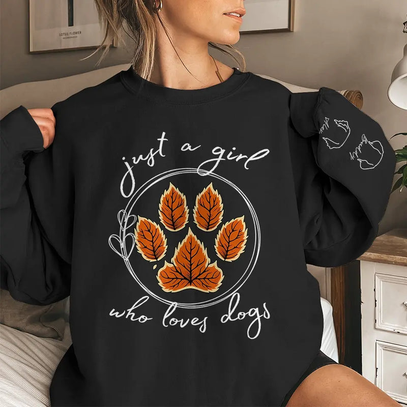 Her Heart Is With Her Furry Friends - Dog & Cat Personalized Custom Unisex Sweatshirt With Design On Sleeve - Gift For Pet Owners, Pet Lovers