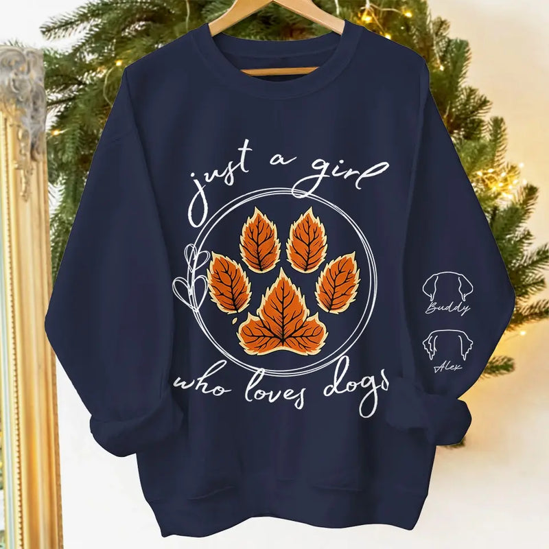 Her Heart Is With Her Furry Friends - Dog & Cat Personalized Custom Unisex Sweatshirt With Design On Sleeve - Gift For Pet Owners, Pet Lovers