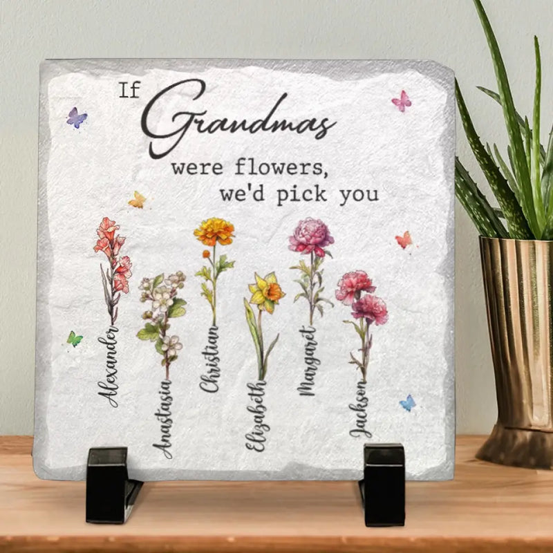 A Thoughtful Gift Can Brighten Grandma's Day And Show Her How Much We Care - Family Personalized Custom Square Shaped Stone With Stand - Gift For Mom, Grandma