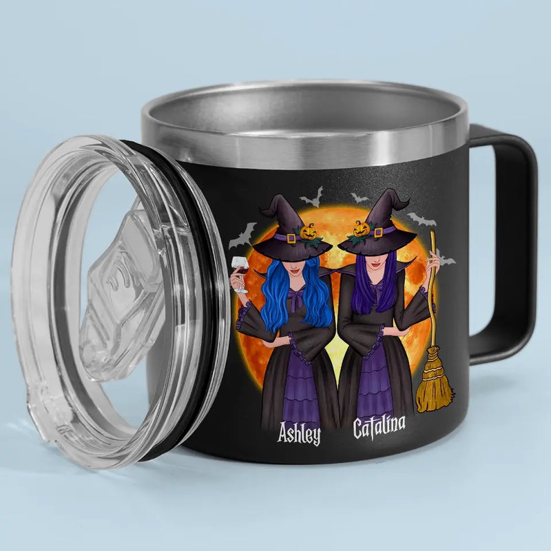 We Are Witches By Nature - Bestie Personalized Custom 14oz Stainless Steel Tumbler With Handle - Halloween Gift For Best Friends, BFF, Sisters