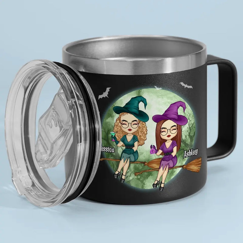 We Are Classy Witches - Bestie Personalized Custom 14oz Stainless Steel Tumbler With Handle - Halloween Gift For Best Friends, BFF, Sisters
