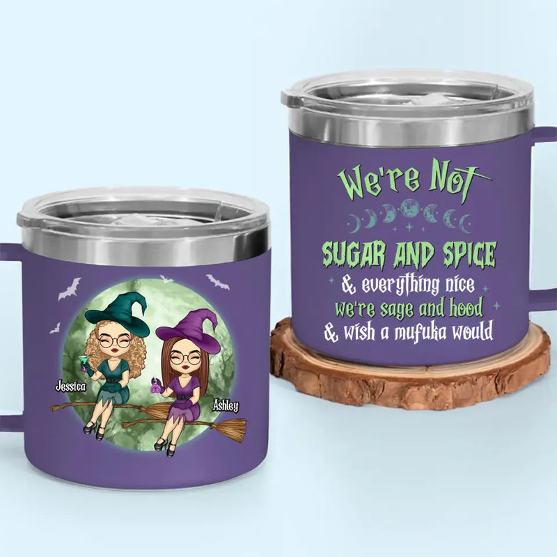 We Are Classy Witches - Bestie Personalized Custom 14oz Stainless Steel Tumbler With Handle - Halloween Gift For Best Friends, BFF, Sisters