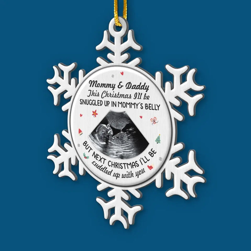 Custom Photo Bundle Of Joy For The Holidays -  Family Personalized Custom Ornament - Metal Custom Shaped - Christmas Gift For Baby Kids, Newborn Baby