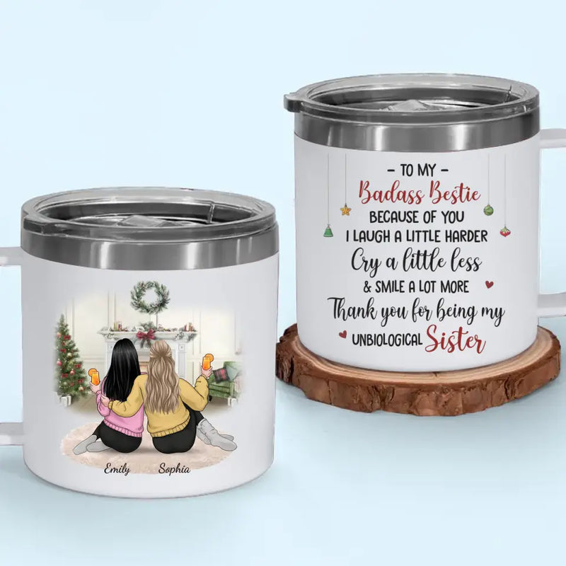 Custom Name Christmas Sister Gifts - Personalized 14 Oz Tumbler With Handle