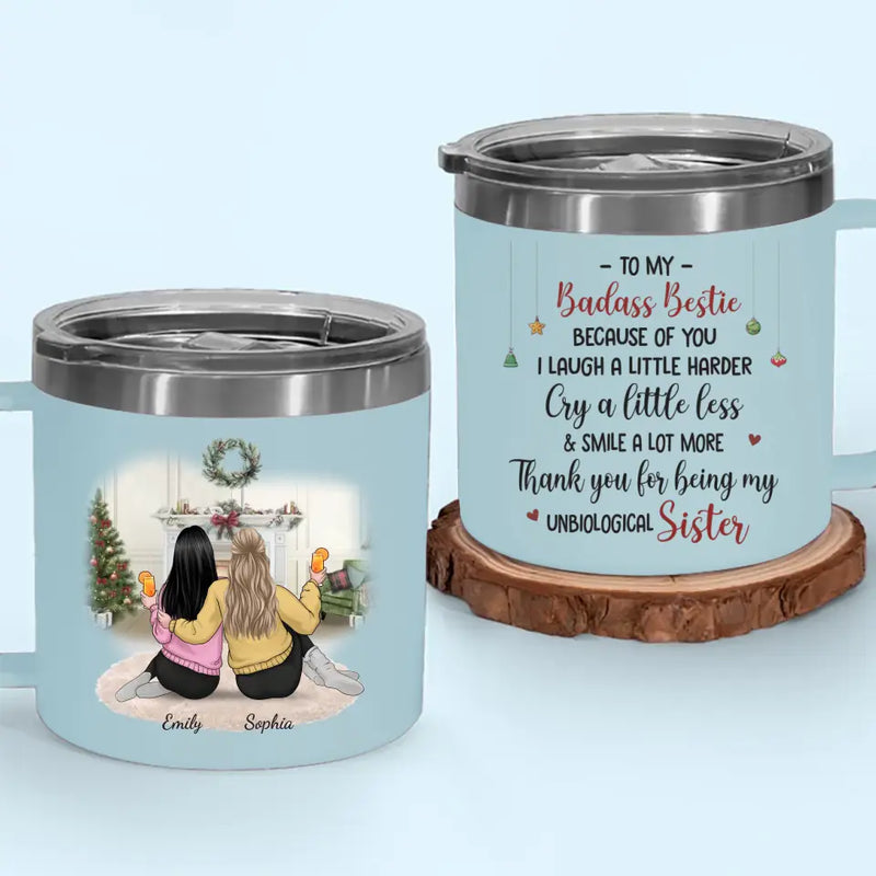 Custom Name Christmas Sister Gifts - Personalized 14 Oz Tumbler With Handle