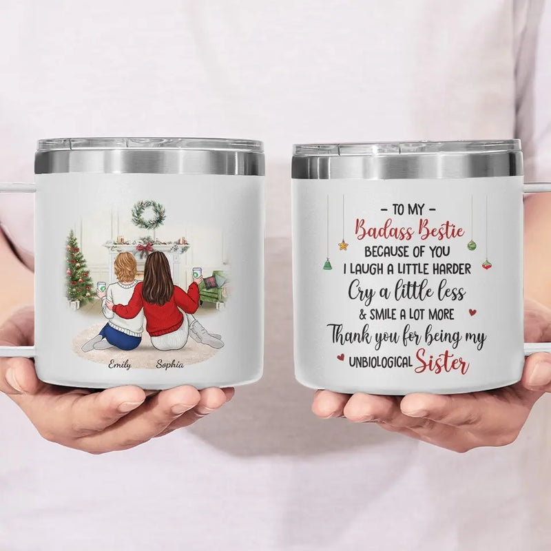 Custom Name Christmas Sister Gifts - Personalized 14 Oz Tumbler With Handle