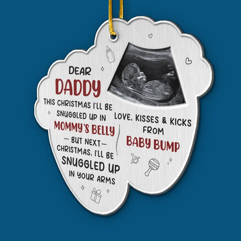 Custom Photo Joy To The World, Baby's First Whirl -  Family Personalized Custom Ornament - Metal Custom Shaped - Christmas Gift For Baby Kids, Newborn Baby