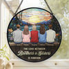The Love Between Siblings Knows No Boundaries - Family Personalized Custom Stained Glass Window Hanging Suncatcher - Christmas Gift For Siblings, Brothers, Sisters