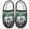 Grandma Of Little Monsters - Family Personalized Custom Fluffy Slippers - Halloween Gift For Mom, Grandma